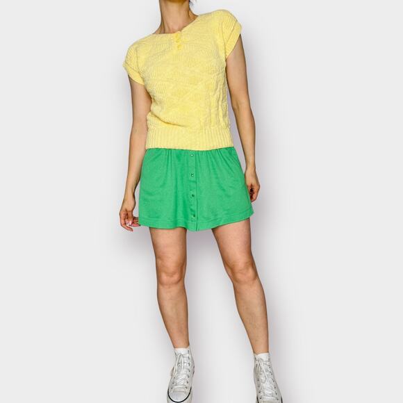 70s Lily's Snap Front Green Mini Skirt - Picture 2 of 4